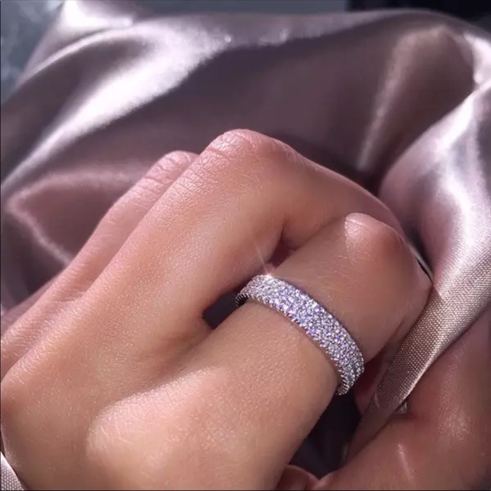 Sterling Silver Wedding Band AAA CZ Ring